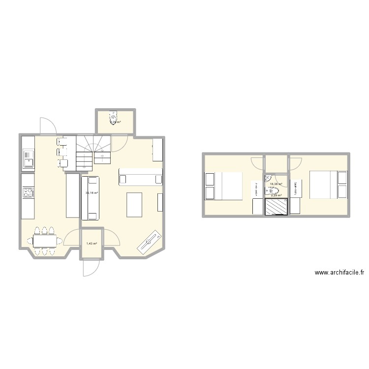 Cottage layout. Plan de 5 pièces et 63 m2