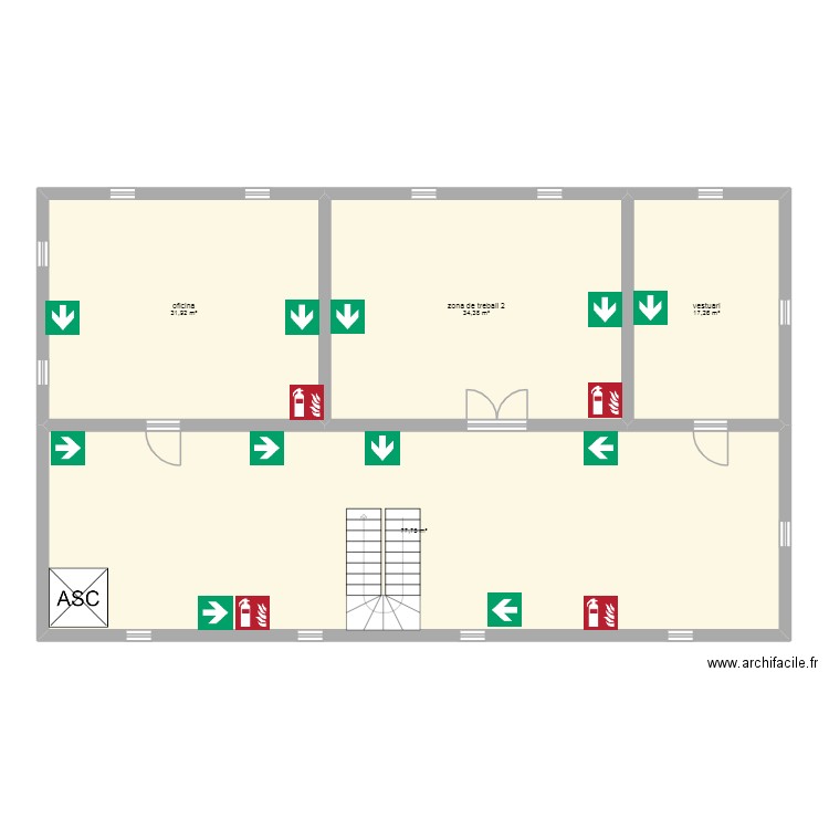 Planta arriba. Plan de 4 pièces et 161 m2