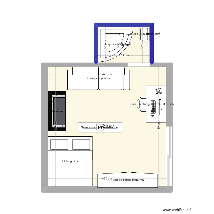 studio. Plan de 0 pièce et 0 m2