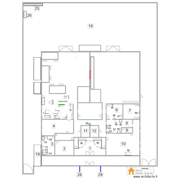 Maquina auto decapagem 3 (2 peneiros). Plan de 22 pièces et 3017 m2