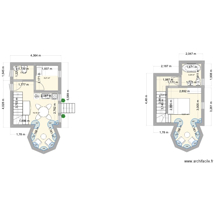 CASA ROMÁNTICA. Plan de 6 pièces et 43 m2