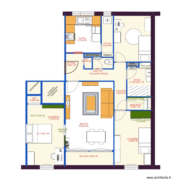 APPARTEMENT JOHANNA Version 2. Plan de 0 pièce et 0 m2