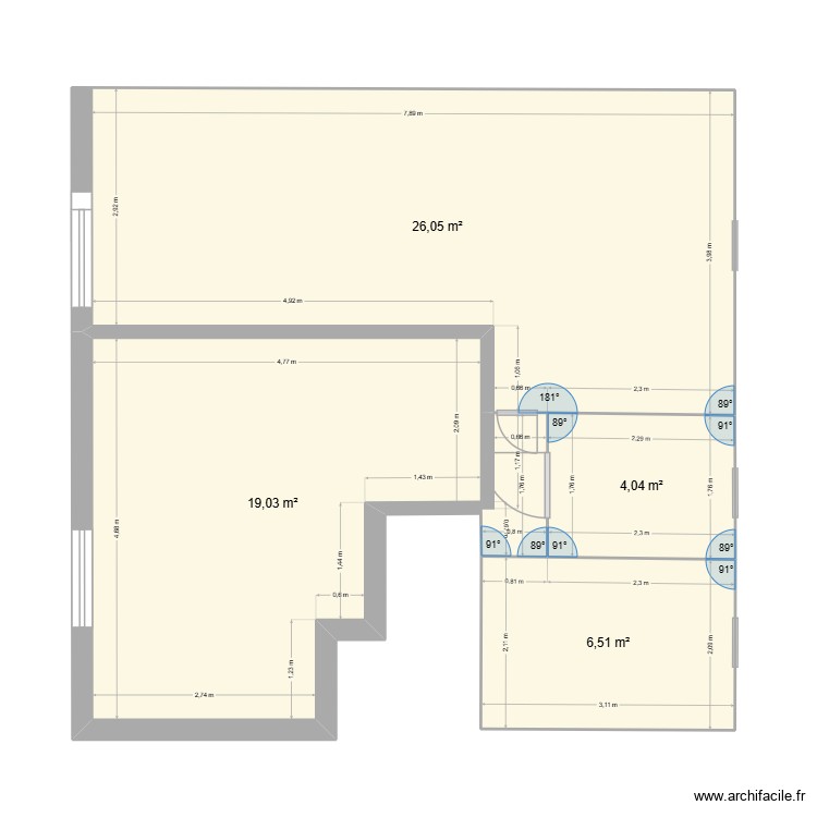 BASE 2. Plan de 4 pièces et 56 m2