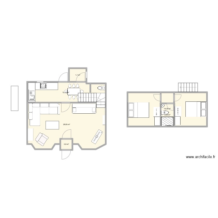 Cottage layout option 2. Plan de 6 pièces et 62 m2