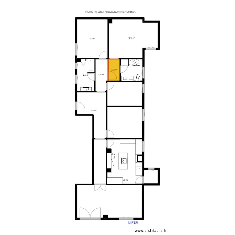 Nuria Lleida Francesc Macia distribucion reforma. Plan de 6 pièces et 50 m2
