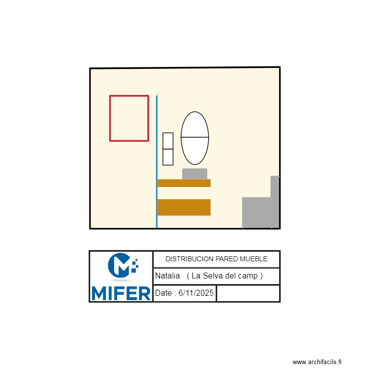 DISTRIBUCION PARED MUEBLE  (NATALIA). Plan de 4 pièces et 7 m2