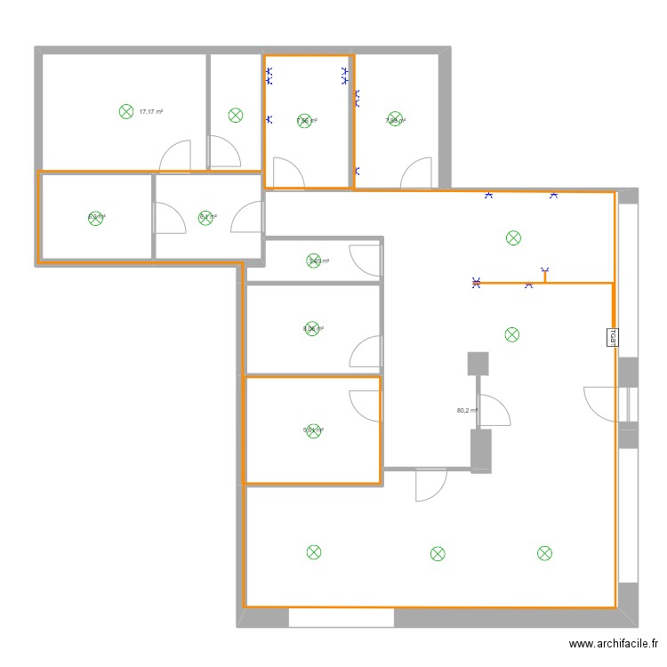 Plano con tomas de red. Plan de 0 pièce et 0 m2