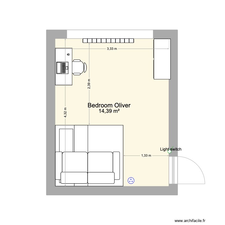 Bedroom. Plan de 0 pièce et 0 m2