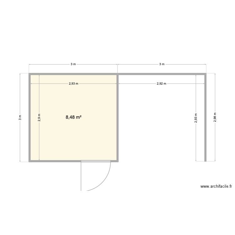 paardenstal. Plan de 1 pièce et 8 m2