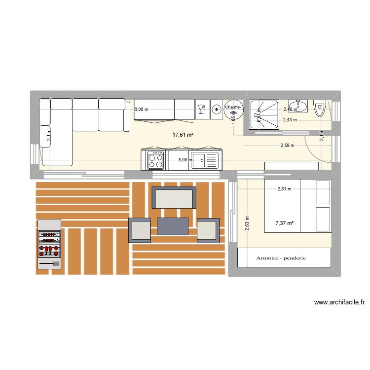 25m2. Plan de 0 pièce et 0 m2