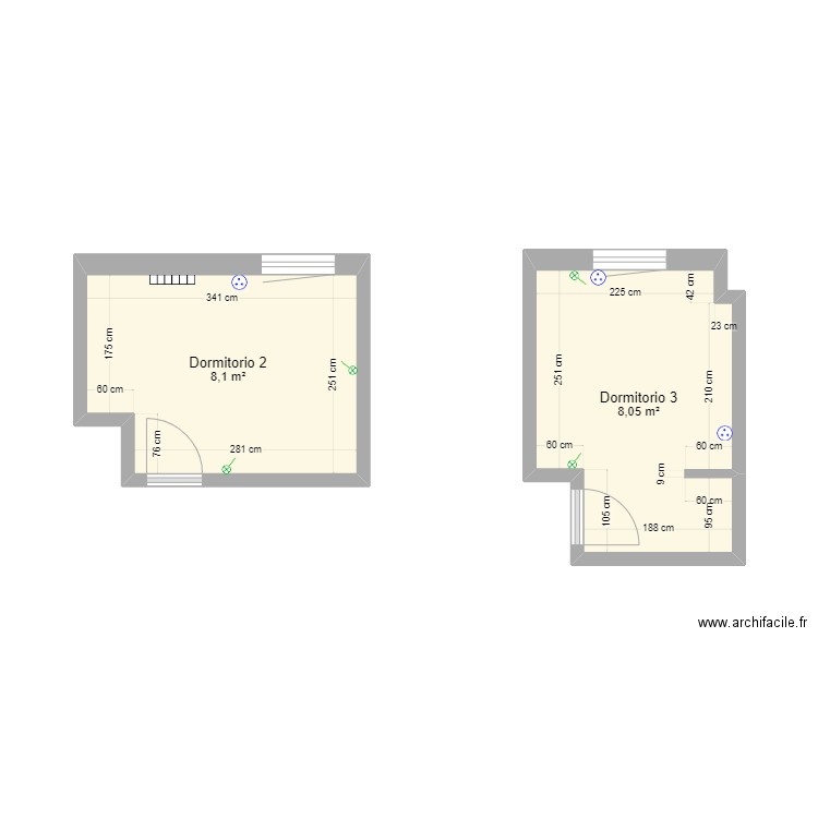 Dormitorio 2. Plan de 0 pièce et 0 m2