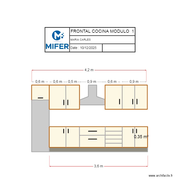 FRONTAL COCINA  MARIA CARLES MODULO 1. Plan de 18 pièces et 7 m2