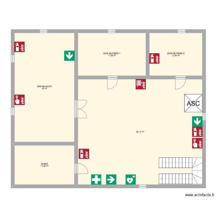 PLANO IPO planta alta. Plan de 5 pièces et 166 m2