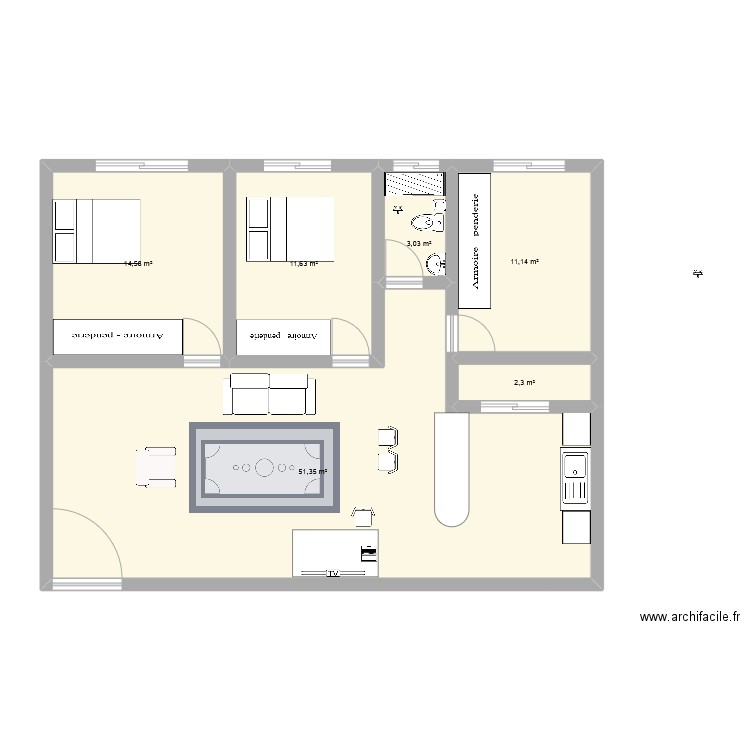 casa seguridad. Plan de 6 pièces et 94 m2