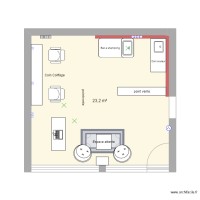 Salon de coiffure bac face mur/ bureau angle