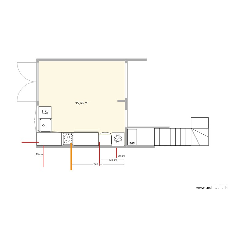 keuken. Plan de 0 pièce et 0 m2