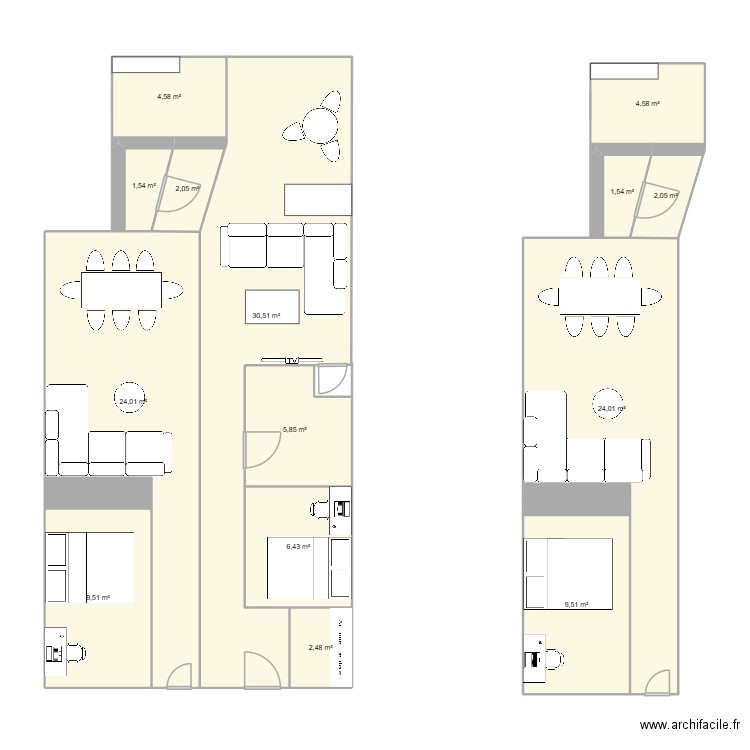 Alex 1. Plan de 14 pièces et 129 m2