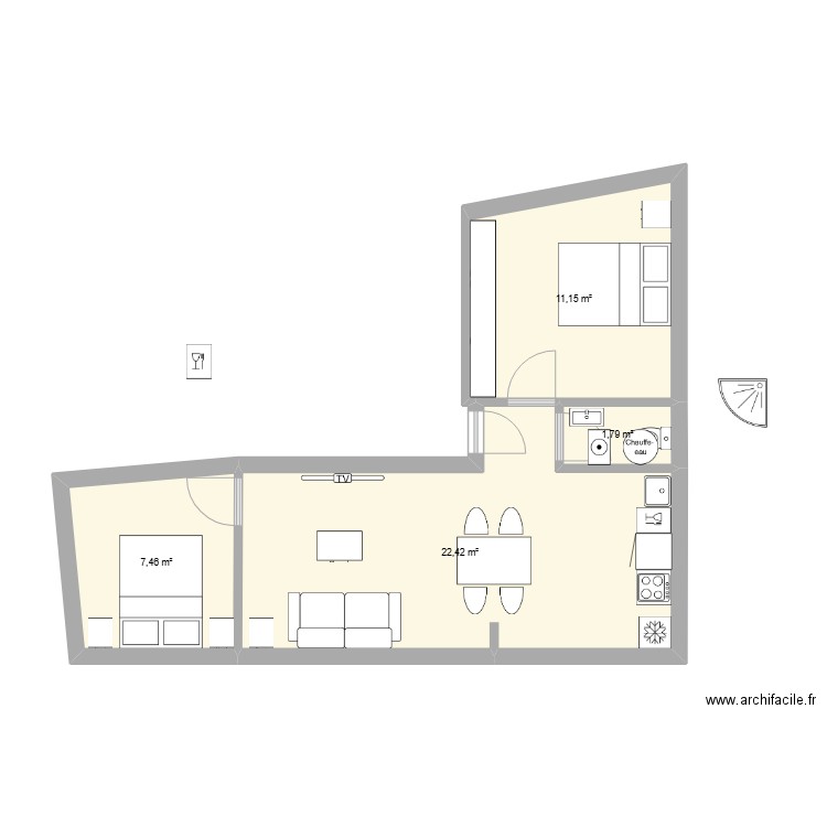 mabel 1. Plan de 4 pièces et 43 m2