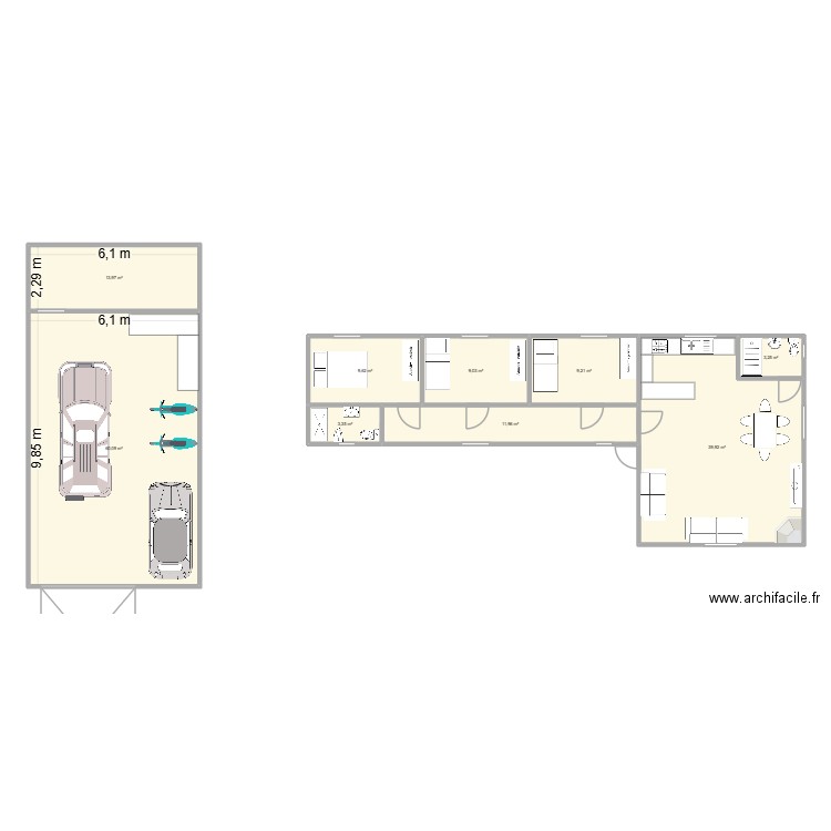 casa2. Plan de 9 pièces et 160 m2