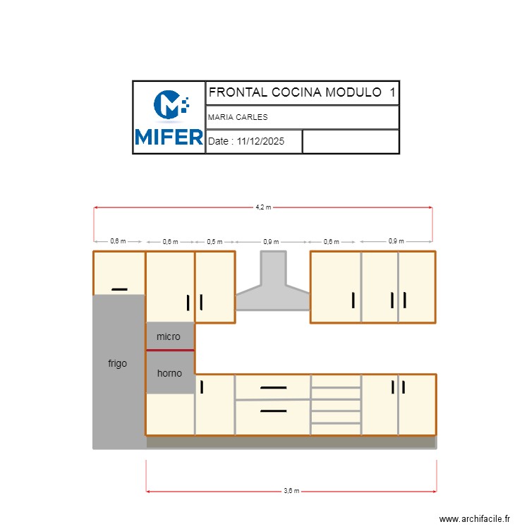 FRONTAL COCINA  MARIA CARLES MODULO 1-2. Plan de 21 pièces et 8 m2