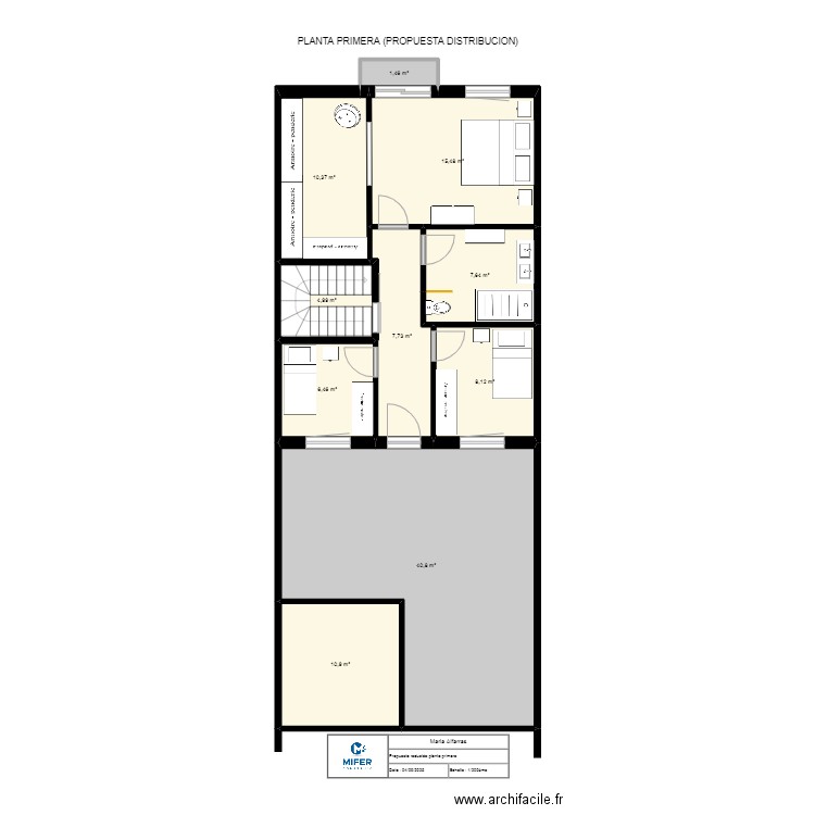 MARIA alfarras. Propuesta reducida planta primera. Plan de 10 pièces et 114 m2