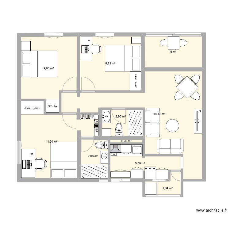 Apartaestudio. Plan de 0 pièce et 0 m2