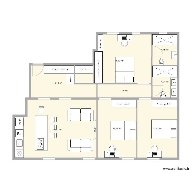 alonso cano 3 hab sin comedor. Plan de 0 pièce et 0 m2