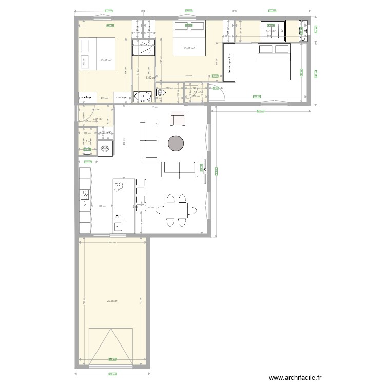 evi Barjac 2BADKAMERS garage voorzijde voordeurzijkant. Plan de 0 pièce et 0 m2
