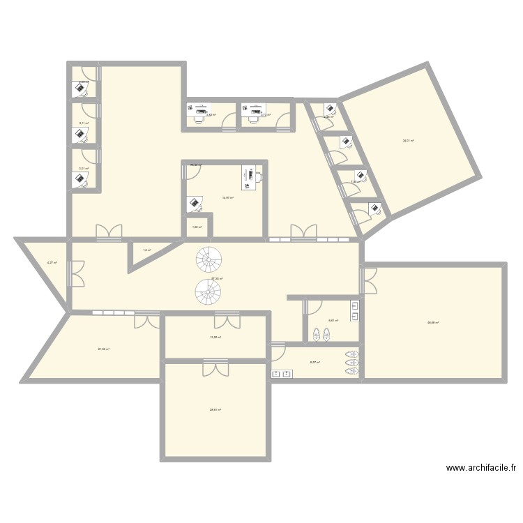 Planta Baja Fiec Nueva. Plan de 20 pièces et 341 m2