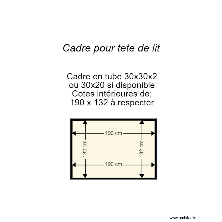 Tete de lit 200*140 d&eacute;tail cadre fer. Plan de 0 pièce et 0 m2