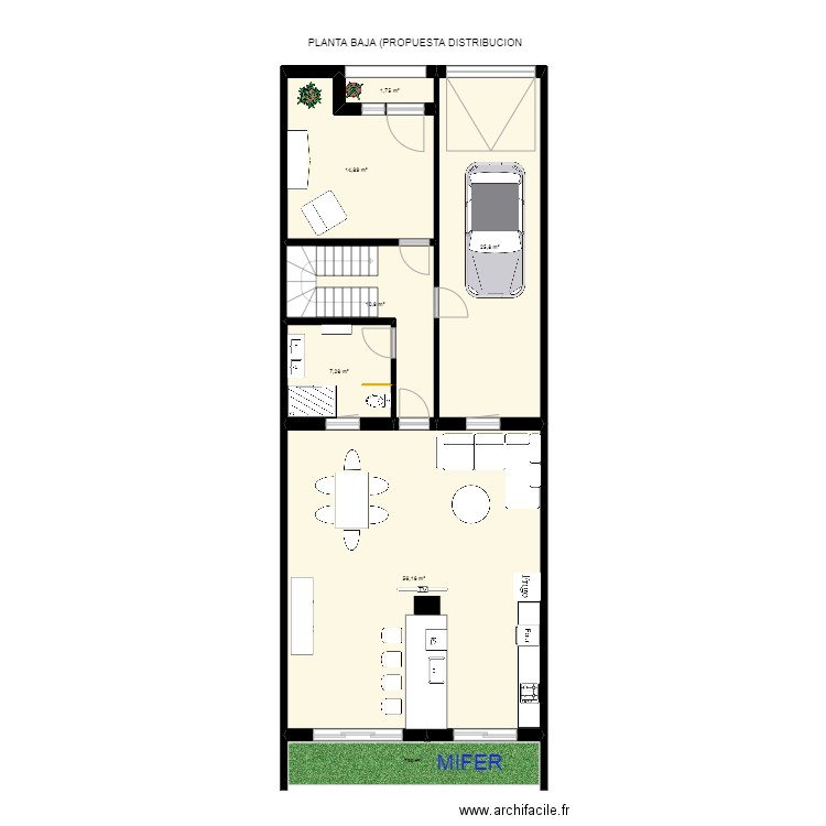 MARIA ASUNCIO ALFARRAS  PLANTA BAJA (PROPUESTA DISTRIBUCION). Plan de 6 pièces et 117 m2