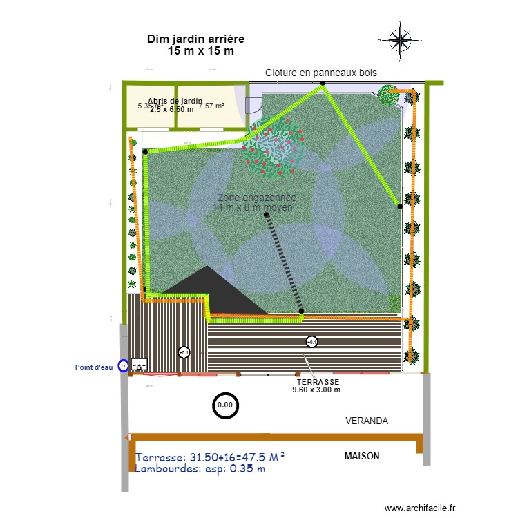NIEUL Jardin Arri&egrave;re futur Arrosage . Plan de 0 pièce et 0 m2