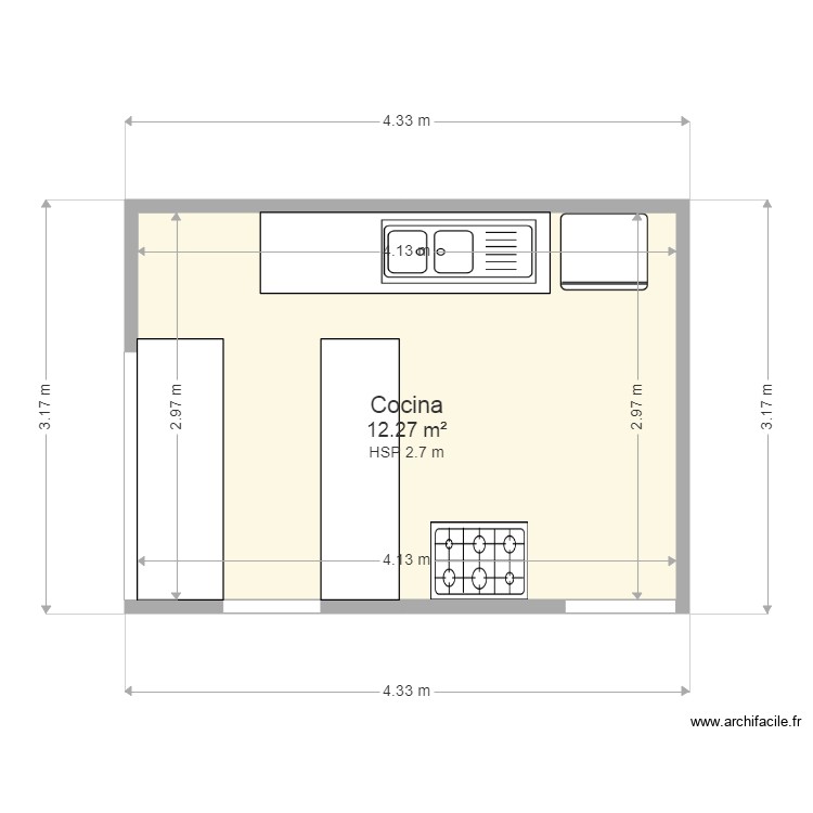 Cocina. Plan de 0 pièce et 0 m2