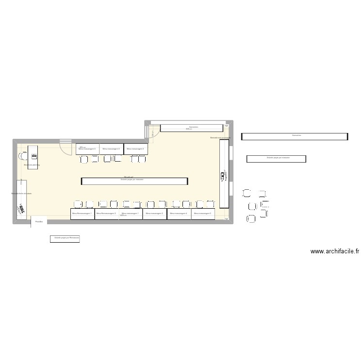 Sala Mascaragem mesas na parede. Plan de 0 pièce et 0 m2