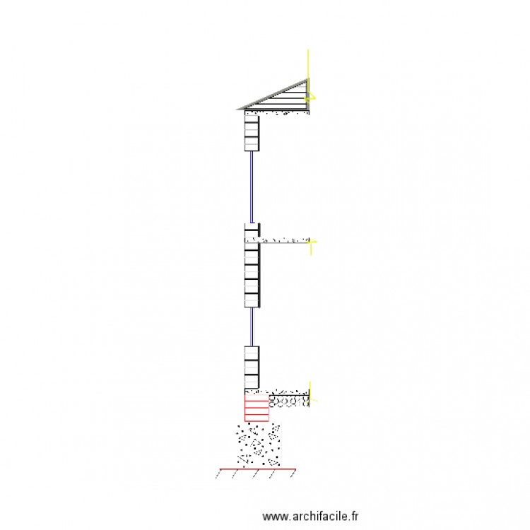 corte por fachada intento 1 . Plan de 0 pièce et 0 m2