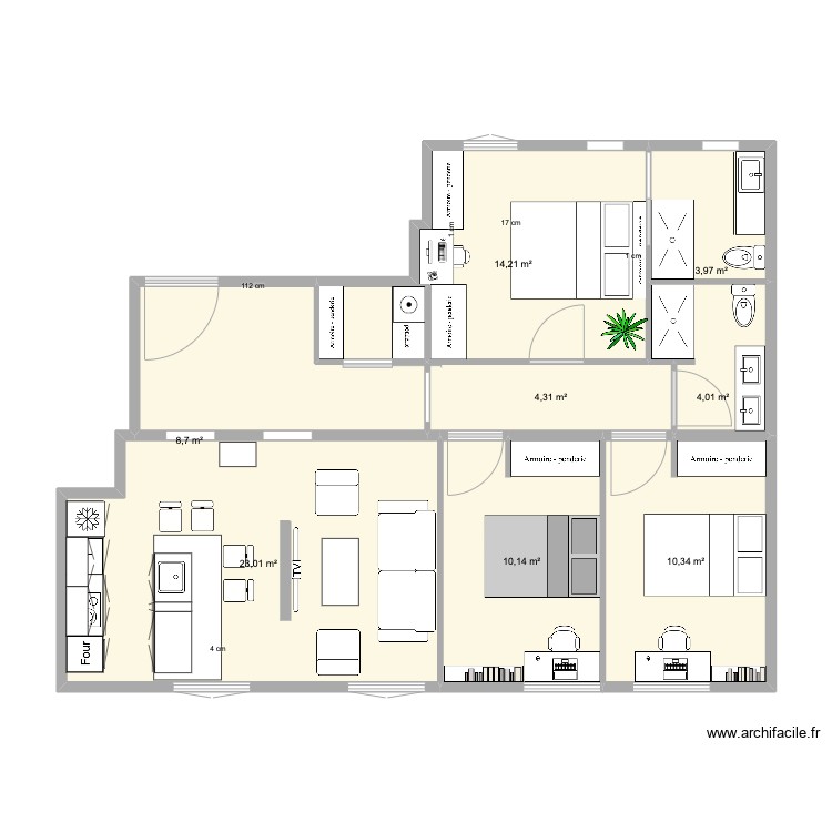alonso cano cocina a la izquierda (cuarto ppal cama dcha, muro de separacion tv. Plan de 0 pièce et 0 m2
