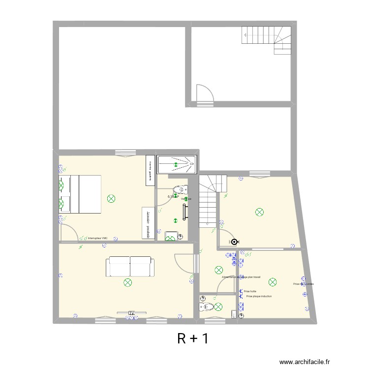 R + 1 n° 5-7. Plan de 0 pièce et 0 m2