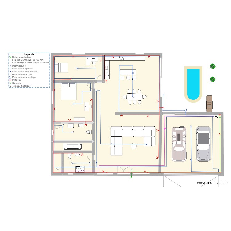 Plano arquitectónico y eléctrico. Plan de 0 pièce et 0 m2
