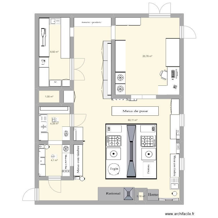 cocina. Plan de 0 pièce et 0 m2