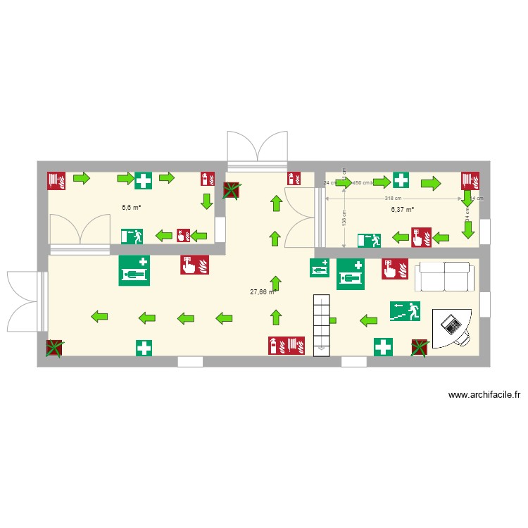 plan evacuacion. Plan de 0 pièce et 0 m2