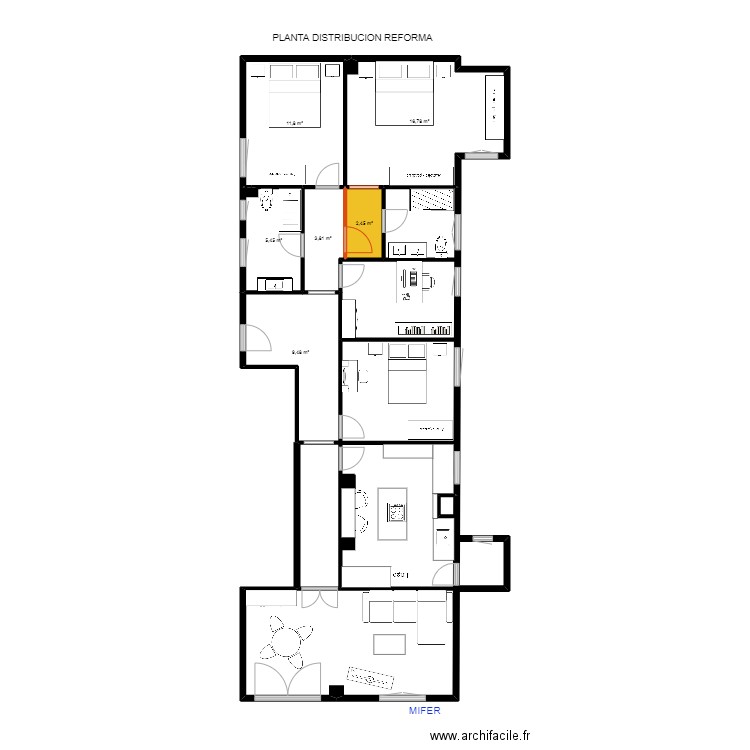 Nuria Lleida Francesc Macia distribucion reforma 2. Plan de 6 pièces et 50 m2