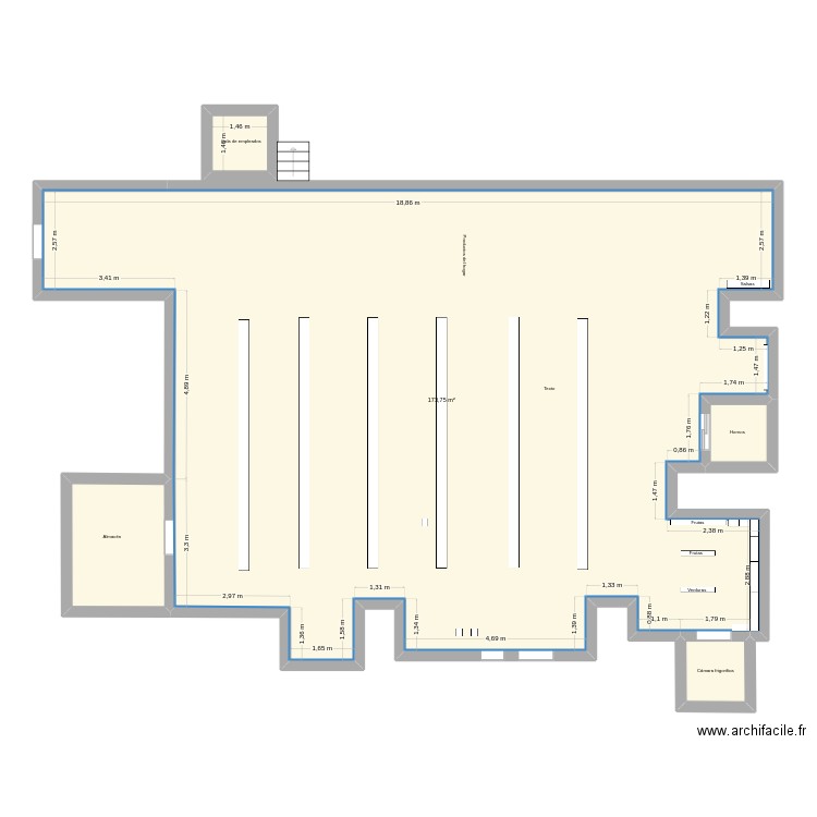 consum. Plan de 5 pièces et 188 m2
