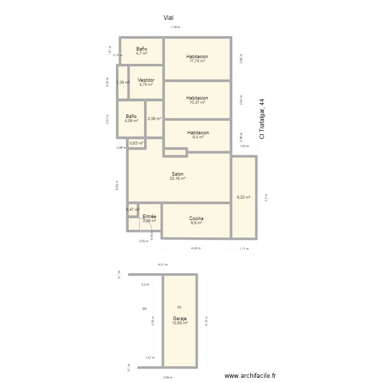 trafalgar 44 4 valencia. Plan de 0 pièce et 0 m2