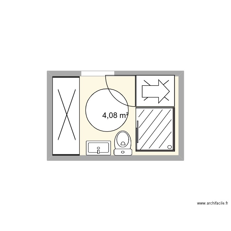 m ,,,,,. Plan de 1 pièce et 4 m2