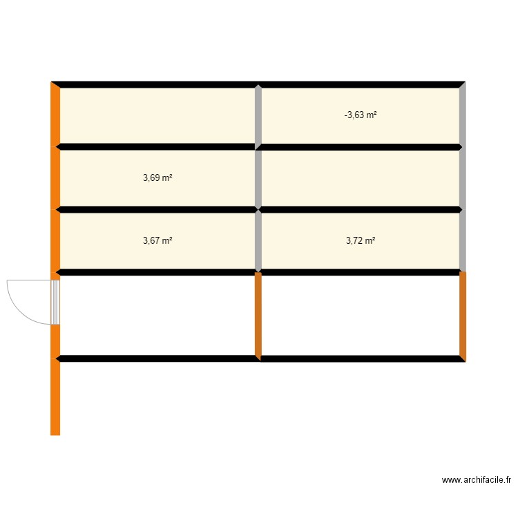 piezas de arriba. Plan de 4 pièces et 15 m2