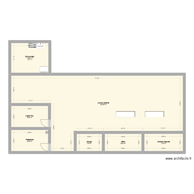 PLANO DE LA COCINA DANIEL. Plan de 7 pièces et 143 m2
