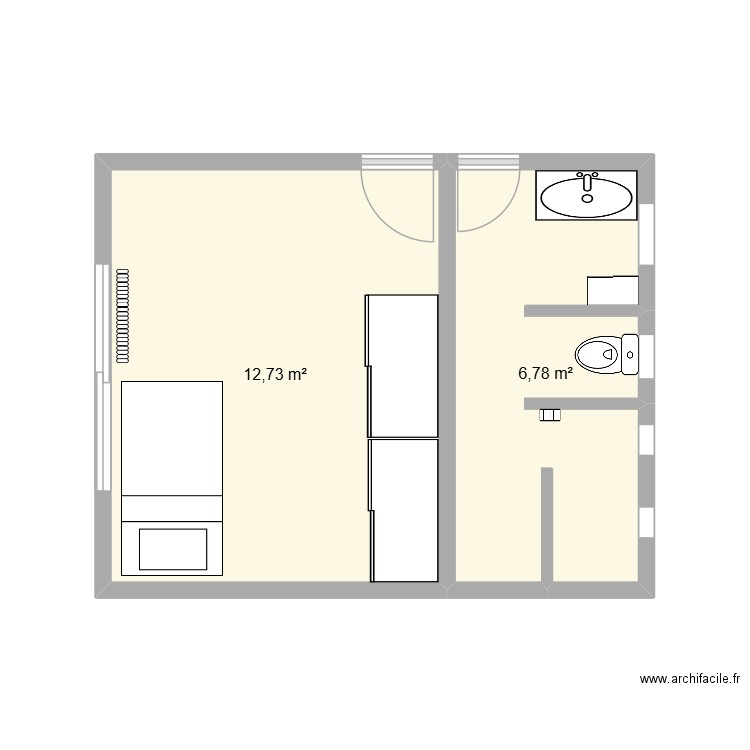 opc2-3. Plan de 2 pièces et 20 m2