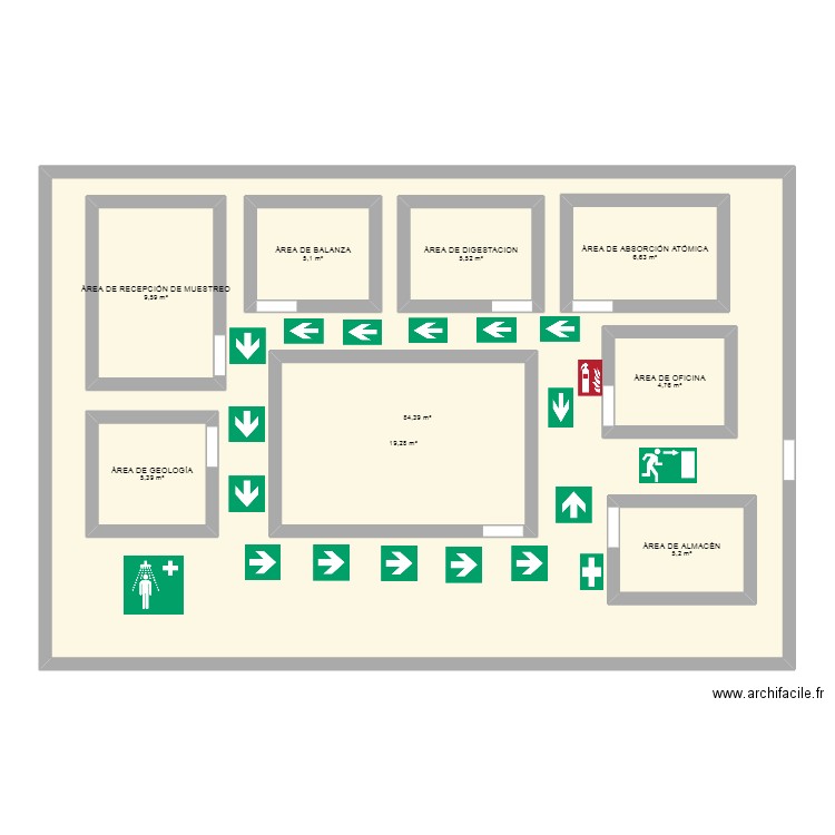 plano de laboratorio de mina. Plan de 0 pièce et 0 m2