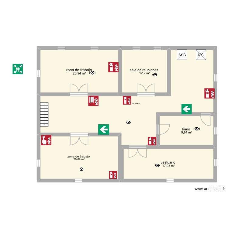 planta 2 acabada para enviar el enlace. Plan de 6 pièces et 128 m2