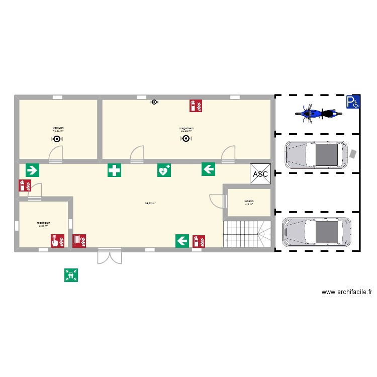 PLANO IPO planta baja. Plan de 5 pièces et 122 m2